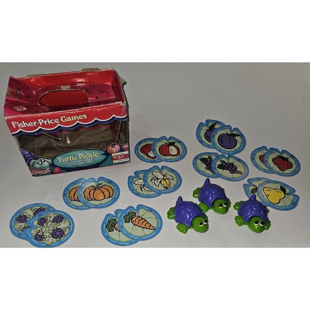 VTG Fisher Price Games Turtle Picnic 1998 (Missing 1 Turtle, All Cards Included)